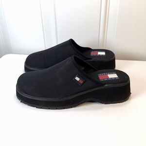 Tommy Hilfiger W20541 Black Chunky Platform Clogs Women's US Size 7M Y2K Shoes